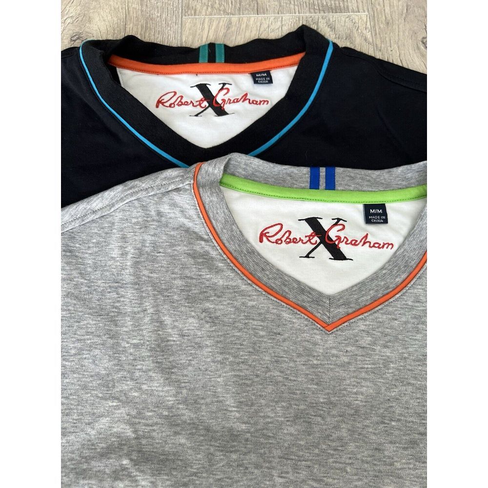 Robert Graham men's Medium 2 T-shirts BUNDLE black And Gray Premium Quality